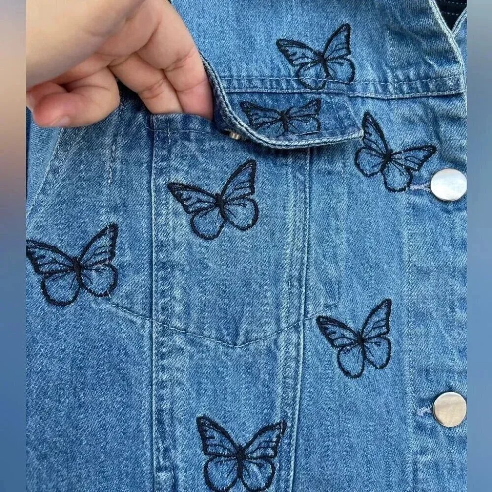 SAMANTHA SIPOS Good Vibes Denim Jacket large - Picture 6 of 13
